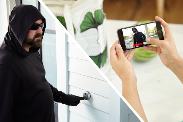 Burglar on cell phone